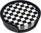 Black Checkered Leather Coasters Set of 6 by Unknown