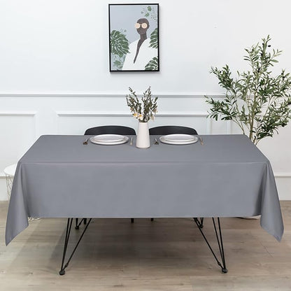 sancua Rectangle Tablecloth - 70 x 108 Inch - Stain and Wrinkle Resistant Washable Polyester Table Cloth, Decorative Fabric Table Cover for Dining Tables, Buffet Parties and Camping, Light Grey