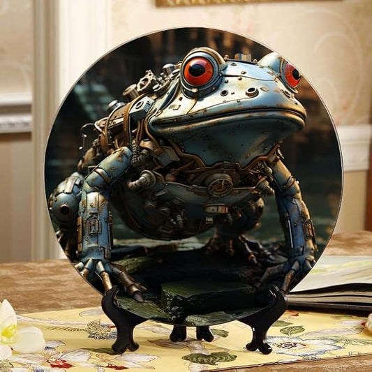 Frog Ceramic Art Plate 10-inch, with Stand & Wall Mount Options DP-701862072