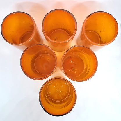Solid Orange 14 oz Drinking Glasses, Recycled Glass, Toxin-Free - Image 5