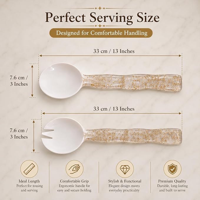 Salad Servers, Resin Salad Tongs, Long Handle Salad Server Set - Image 3