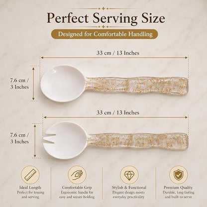 Salad Servers, Resin Salad Tongs, Long Handle Salad Server Set - Image 3