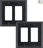 2-Pack Decorative Double Decorator Outlet Cover Plate, Durable Zinc Alloy Black Wall Plates for Electrical Outlets, Receptacle, GFCI Outlet, Dimmer Switch, 2-Gang, Corrosion Resistant