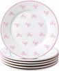 Honeydak 6 Pcs 6 Inch Pink Bow Ceramic Plates Coquette Bachelorette Tableware by Honeydak