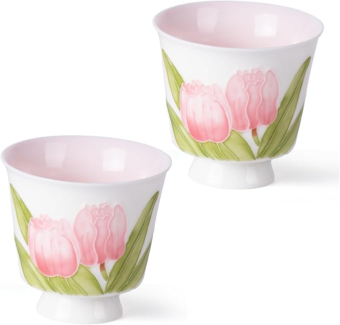 KAMMAK Ceramic Tea Cups Set of 2, 2.5 oz, Vintage Small Teacups, 713N | Hand by KAMMAK