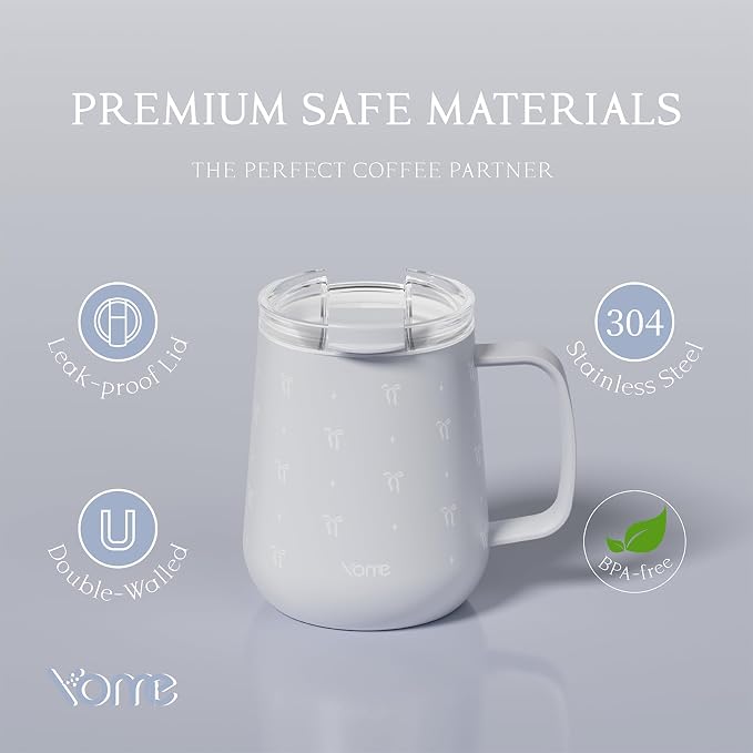 YOME 10oz Bow Grey Insulated Coffee Mug - Image 7