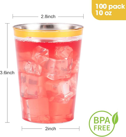Goodluck 100PCS 10oz Gold Plastic Cups - Image 4