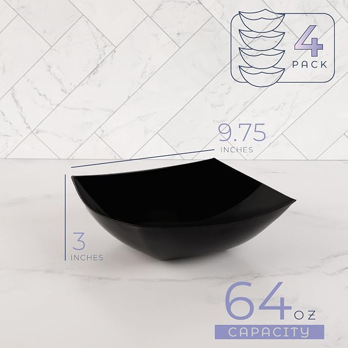 PLASTICPRO Disposable Square Serving Bowls, Party Snack or Salad Bowl, Plastic - Image 7