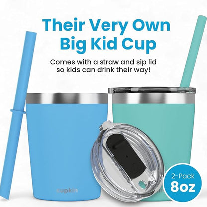 CUPKIN Toddler Cups with Straws, The Original 8 oz Stackable Stainless Steel - Image 2