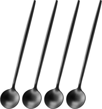 DEHOV 4 PCS 6.7 Inches Satin Black Stainless Steel 18/10 Coffee Spoons by DEHOVKitchen