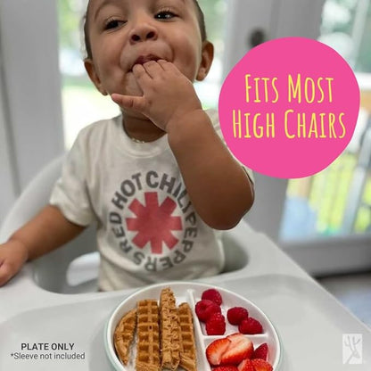 Elk and Friends Kids 6.7” Porcelain White Plates | Divided Plates | Suitable for Kids/Toddlers | Microwave & Dishwasher Safe | Non Slip | Snack Dishes | 2 Pack