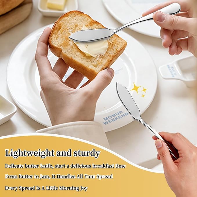 Berglander Stainless Steel Butter Knives Set of 6Pcs, 5.7" Butter Spreader - Image 4