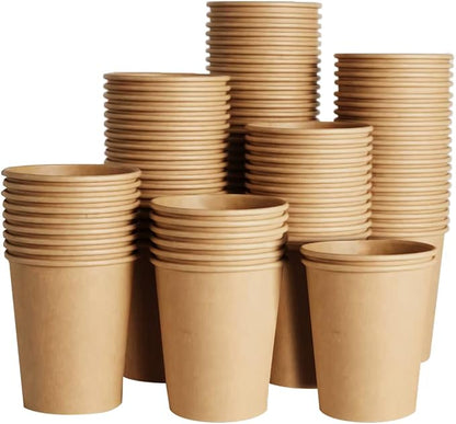 SIUQ 400 Pack 8 oz Kraft Paper Cups, Unbleached Disposable Coffee Cups | Brown by SIUQ