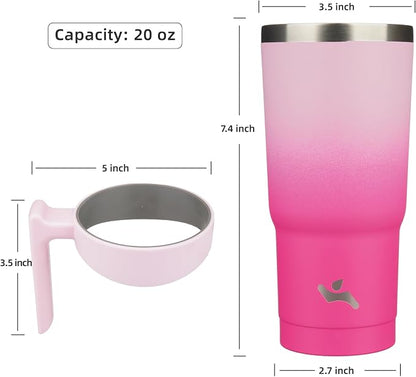 Konokyo 20 oz Tumbler with Handle and Straw, Insulated Travel Mug | Cherry; - Image 4