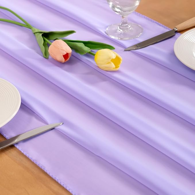 Lilac Chiffon Table Runner Summer Boho Wedding Birthday Party Decor | 10ft - Image 2