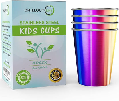 Stainless Steel Kids Cups 8 oz by CHILLOUTLIFE