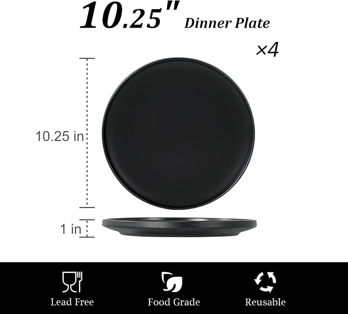 Ceramic Dinner Plates, 10.25 Inch, Set - Image 3
