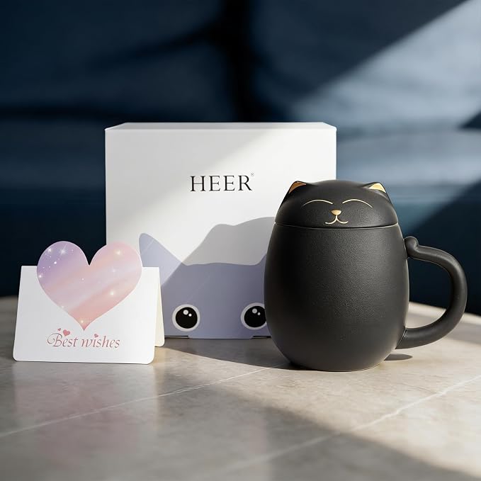 HEER Black Cat Ceramic Tea Mug 13.5oz - Image 2