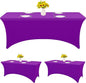 HAISIWLKJ 3 Pack Table Cloth 6ft Purple Tablecloths for Rectangle Folding Table Spandex Fitted Stretch Table Cover Wrinkle Resistant Washable Table Protector for Party, Wedding, Banquet, Festival.