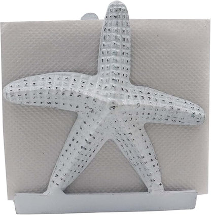 Nautical Starfish Lunch/Dinner/Metal Napkin Holder/Kitchen Napkin/Beverage Cocktail/Ocean/Coastal By The Metal Magician (Distressed White)