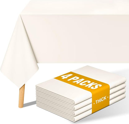 Smiry 4 Pack Rectangle Table Cloth, Waterproof Anti-Scratch Polyester Tablecloth, Decorative Washable Fabric Table Cover for Dining, Buffet, Parties and Outdoor, 60x102, Beige
