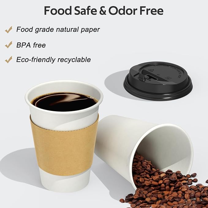 Dealusy 100 Pack 12 oz Disposable Coffee Cups - Image 5