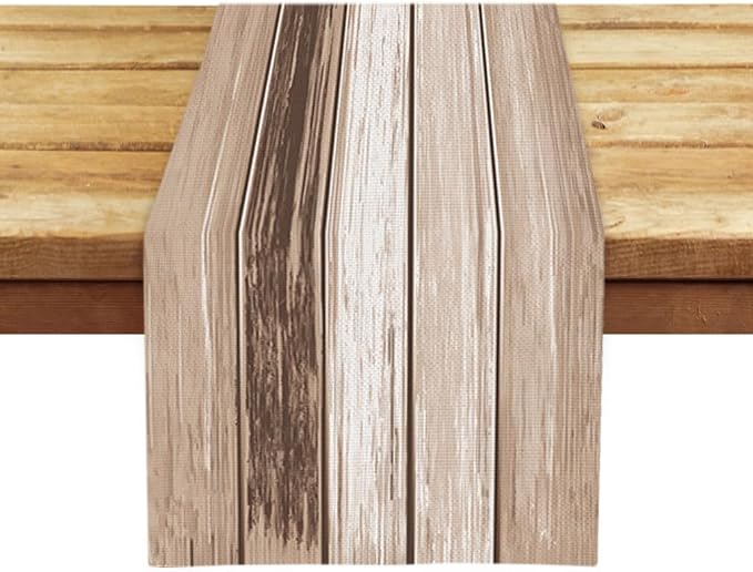 OYIMUA Beige Striped Vintage Summer Table Runner, Rustic Farmhouse Style - Image 4