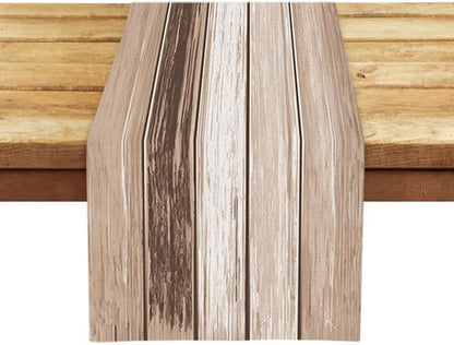 OYIMUA Beige Striped Vintage Summer Table Runner, Rustic Farmhouse Style - Image 4
