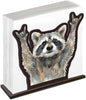 Funny Raccoon Napkin Holder for Table, Cute Raccoon Raising Hands Design Wooden by Unknown