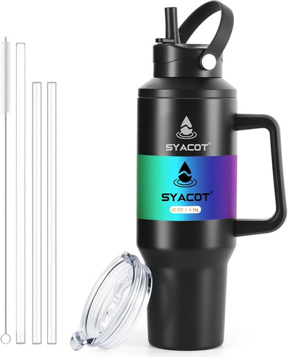 40 oz Tumbler with Handle and Straw or Convert to 40 oz Insulated Water Bottle by SYACOT