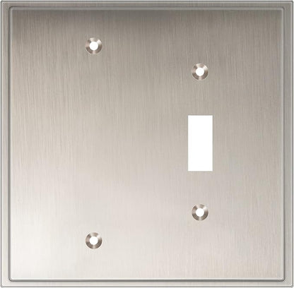 Henne Bery Soft Modern Decorative Wall Plate Switch Plate Outlet Cover (Blank/Toggle, Satin Nickel)