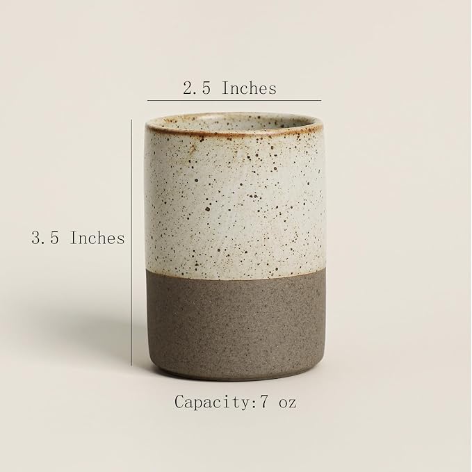 Gaolinci 2 Pcs Vintage Stoneware Style Ceramic Mouthwash Cups, Bathroom - Image 2