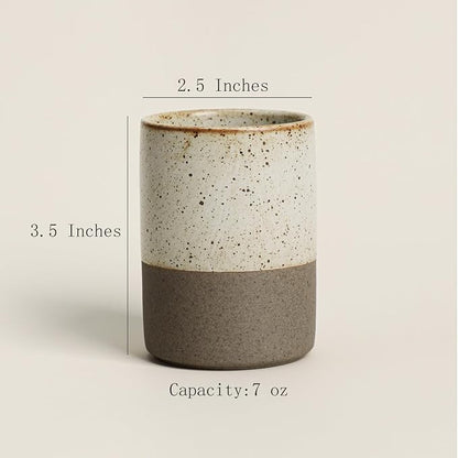 Gaolinci 2 Pcs Vintage Stoneware Style Ceramic Mouthwash Cups, Bathroom - Image 2