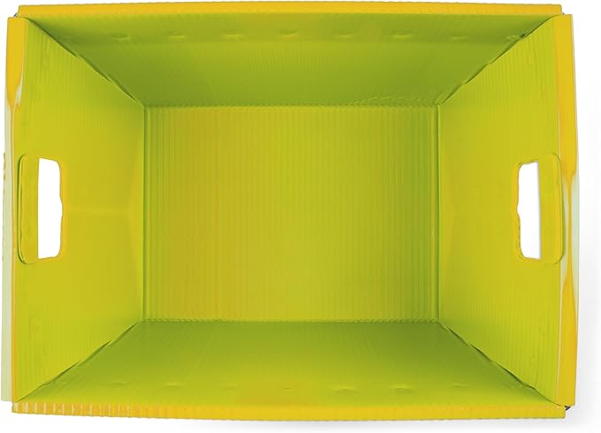 Hudson Exchange 18.25 x 13.25 x 11.75 (3 Pack) Corrugated Space Age Handled Storage Container Mail Tote, Yellow
