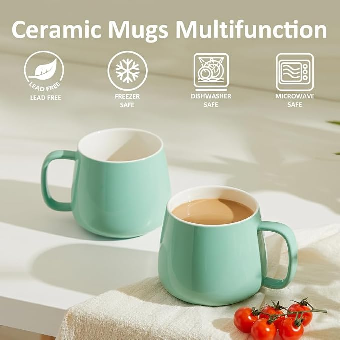 Teocera 16oz Ceramic Coffee Mugs Set of 4 – Stackable Latte Cups, Dishwasher & - Image 7