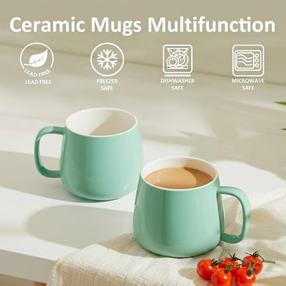 Teocera 16oz Ceramic Coffee Mugs Set of 4 – Stackable Latte Cups, Dishwasher & - Image 7