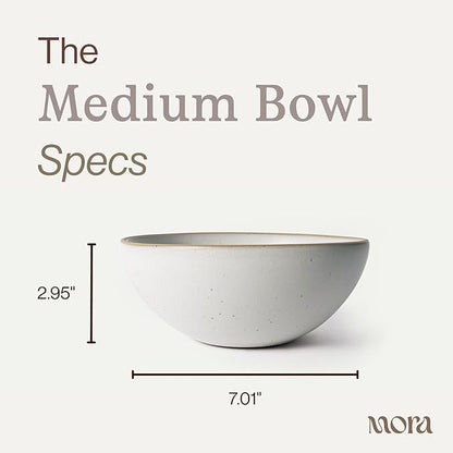 MORA Medium Bowls Set of 4, 28oz Ceramic Pottery Everyday Bowls - Microwave, Oven and Dishwasher Safe - Oat