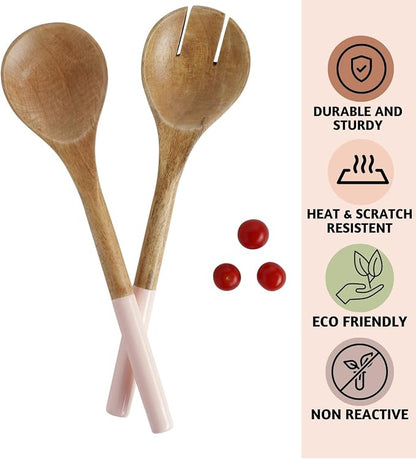 Folkulture Salad Servers or Salad Tongs, Wooden Utensils - Image 2