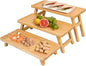 GEHE Natural Bamboo Cupcake Stand, Foldable 3 Tier Cupcake Display Stand Tower, Dessert Table Serving Tray for Birthday/Wedding/Christmas/Party, Charcuterie Boards