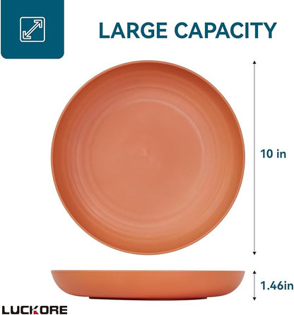Luckore 10 Inch Wheat Straw Plates Deep Dinner Plates Set of 8 Unbreakable | - Image 2
