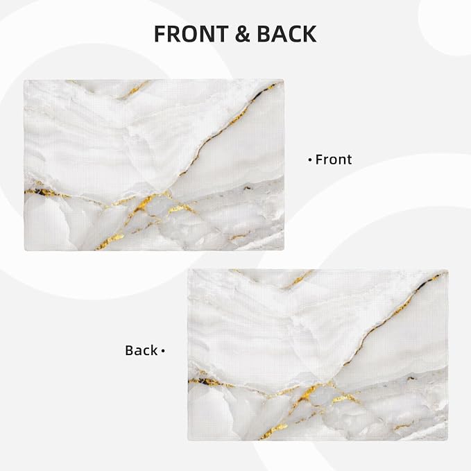 Fiokroo Marble with Golden Line Texture Placemats Set of 4 Table Mats Table - Image 8