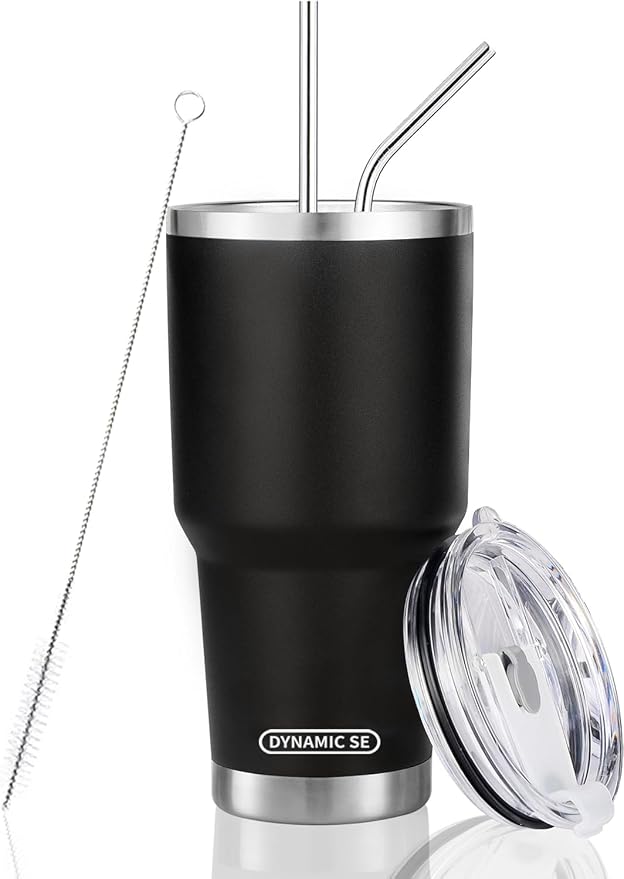 D·S 30 oz Black Tumbler with Straw and Lid Insulated Travel Coffee Mug | Double by D%C2%B7STUMBLER
