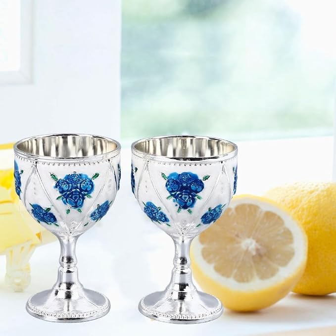 2 Pcs Vintage Metal Wine Cups, Alloy Embossed Mini Goblets, 2.76 x 1.69 in - Image 7