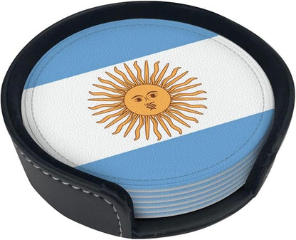 6 Pack Argentina Flag Leather Coaster - Image 2