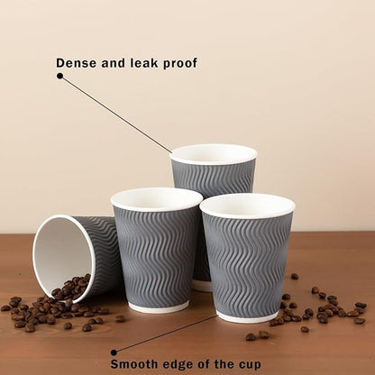 Clawsoff 500 Pack 8 oz Coffee Cups Disposable Insulated Paper Cup Gray | - Image 4