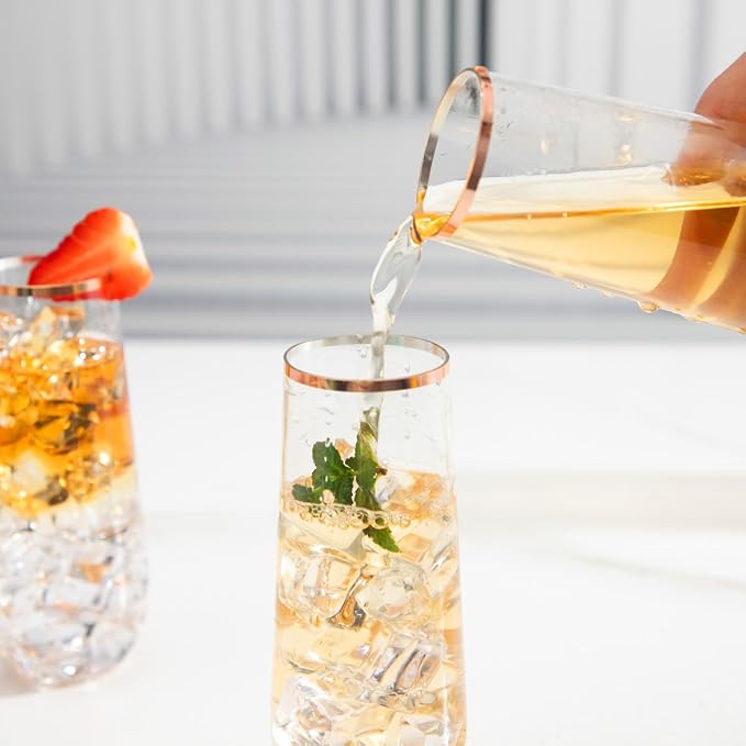 Ciaell 24 Pack Rose Gold Plastic Champagne Flutes - Image 6