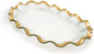 Annieglass Ruffle 19 x 12 Inch Large Shallow Oval Bowl with 24k Gold, Timeless Glass Tableware for all Occasions, Made in the USA