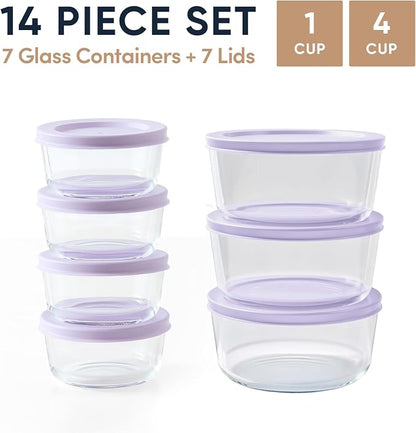 14-Piece Glass Food Storage Containers Set | 1-Cup & 4-Cup, Leakproof | - Image 2