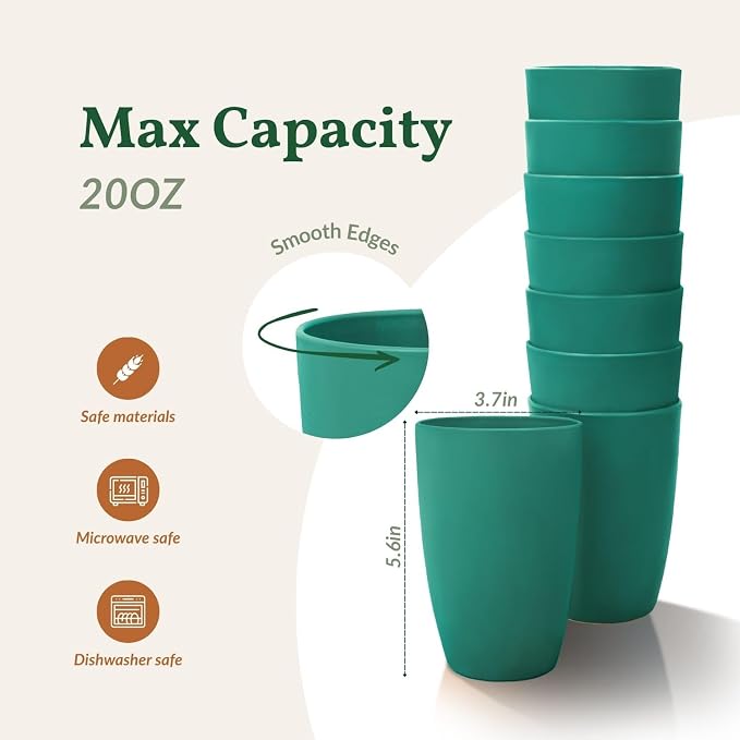 Homienly Plastic Cups Reusable 8 PCS Wheat Straw Cups a Good Alternative - Image 4