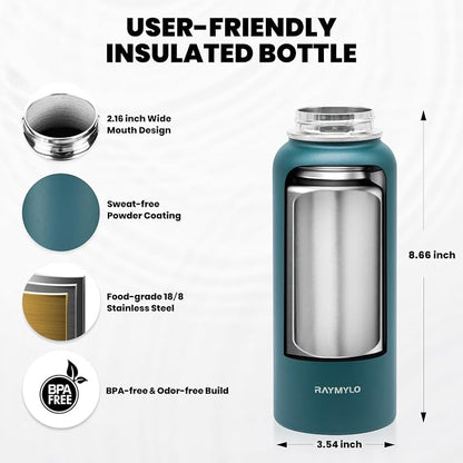 RAYMYLO Insulated Water Bottle 32 oz, Triple Wall Vacuum Stainless Steel | - Image 5